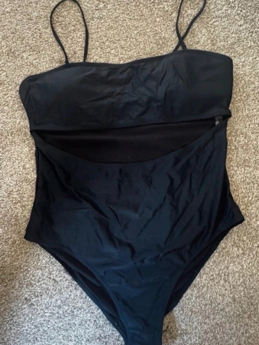 SHEIN Black Strap One-Piece Swimsuit